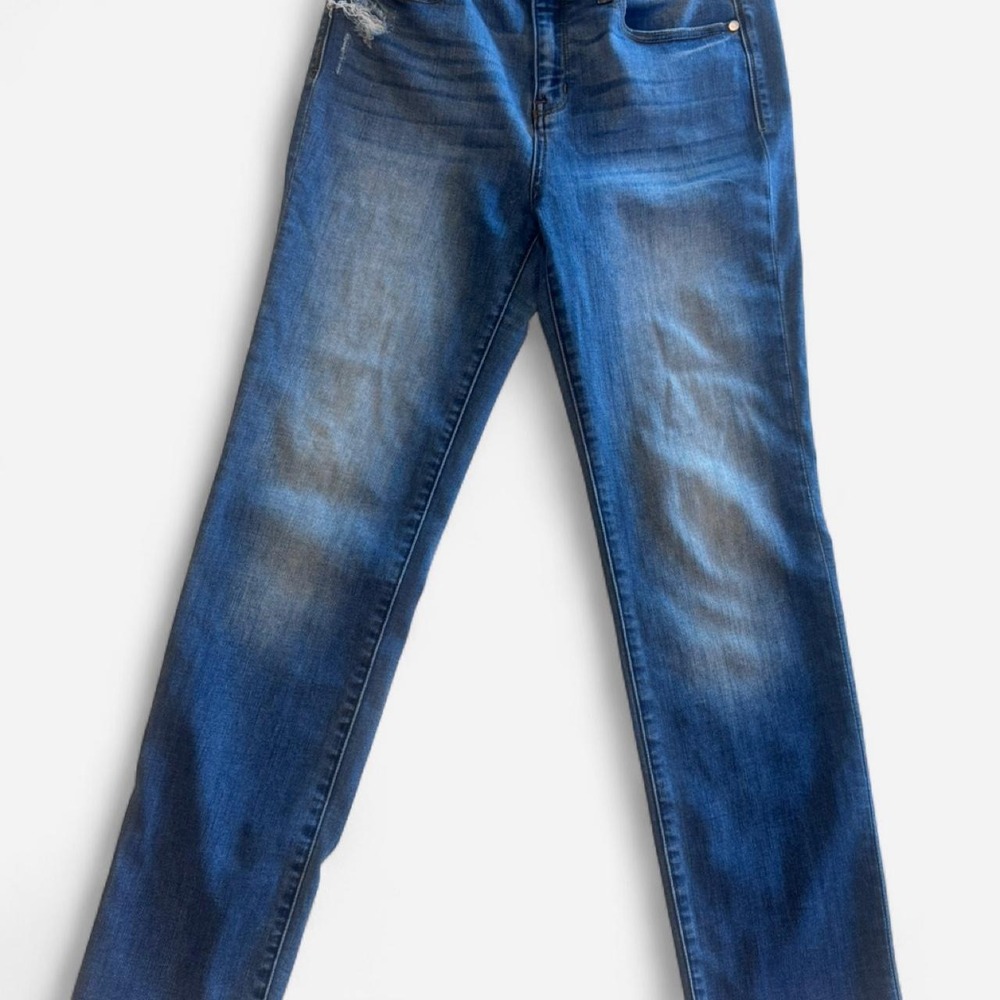 Judy Blue Distressed Straight Fit Denim Jeans Medium Wash - Size 9 / 29